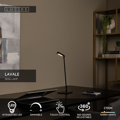 Lucide LAVALE - Desk lamp - LED Dim. - 1x3W 2700K - Black